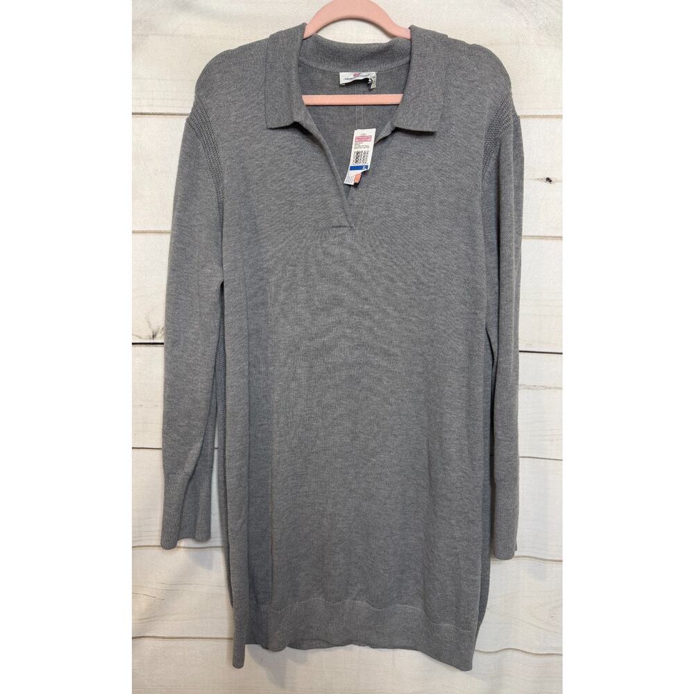 Vineyard Vines XL Gray Heather Polo‎ Sweater Dress Solid Everyday Winter Ready